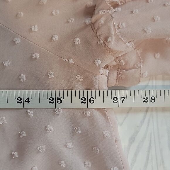 Express Sheer Peach Colored Blouse With Embroidered Details Womens Size Lg - Picture 9 of 11